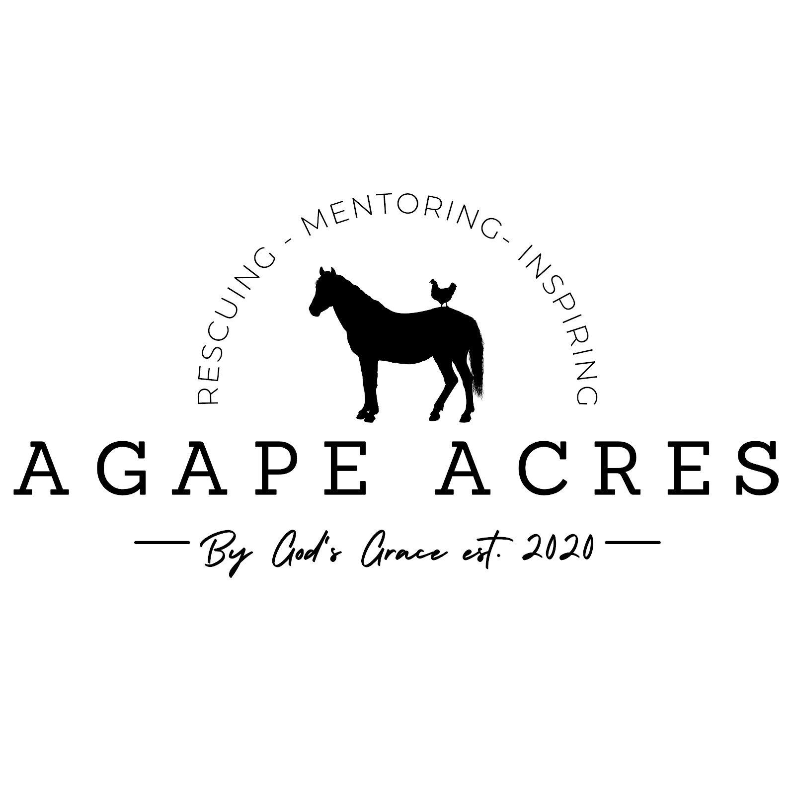 horse image with agape acres name below