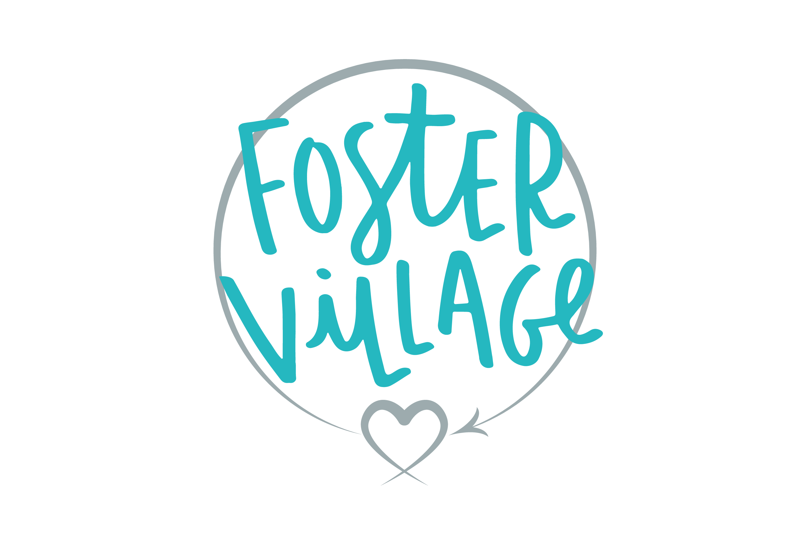 Foster Village teal with grey circle and heart