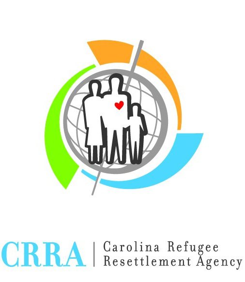 CRRA's logo: Outlined bodies of a man, woman, and child holding hands. They are standing inside a gray linework image of a globe, with lime green, orange, and blue on the outside