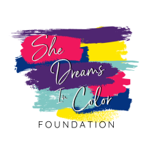 paint strokes make up the logo for She Dreams In Color Foundation because we believe a woman is a work of art.