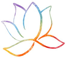 A Lotus flower with each of the 6 petals drawn in a different color of the rainbow