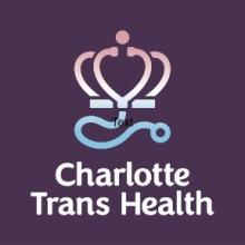 Purple background with crown logo with stethoscope and text that reads Charlotte Trans Health